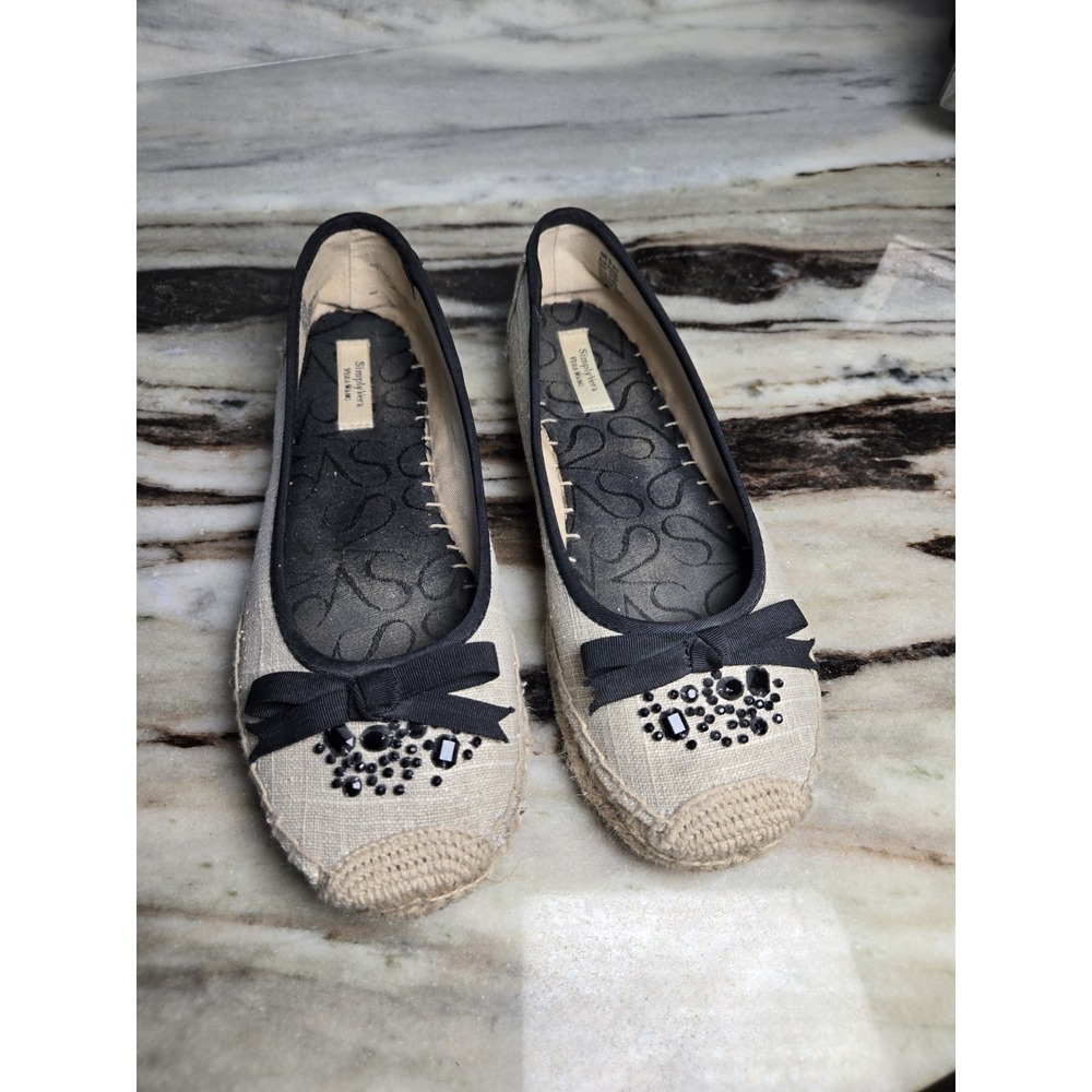 Simply Vera Vera Wang Womens Beige Black Shoes Slip On Round Toe Size 9 Earthy